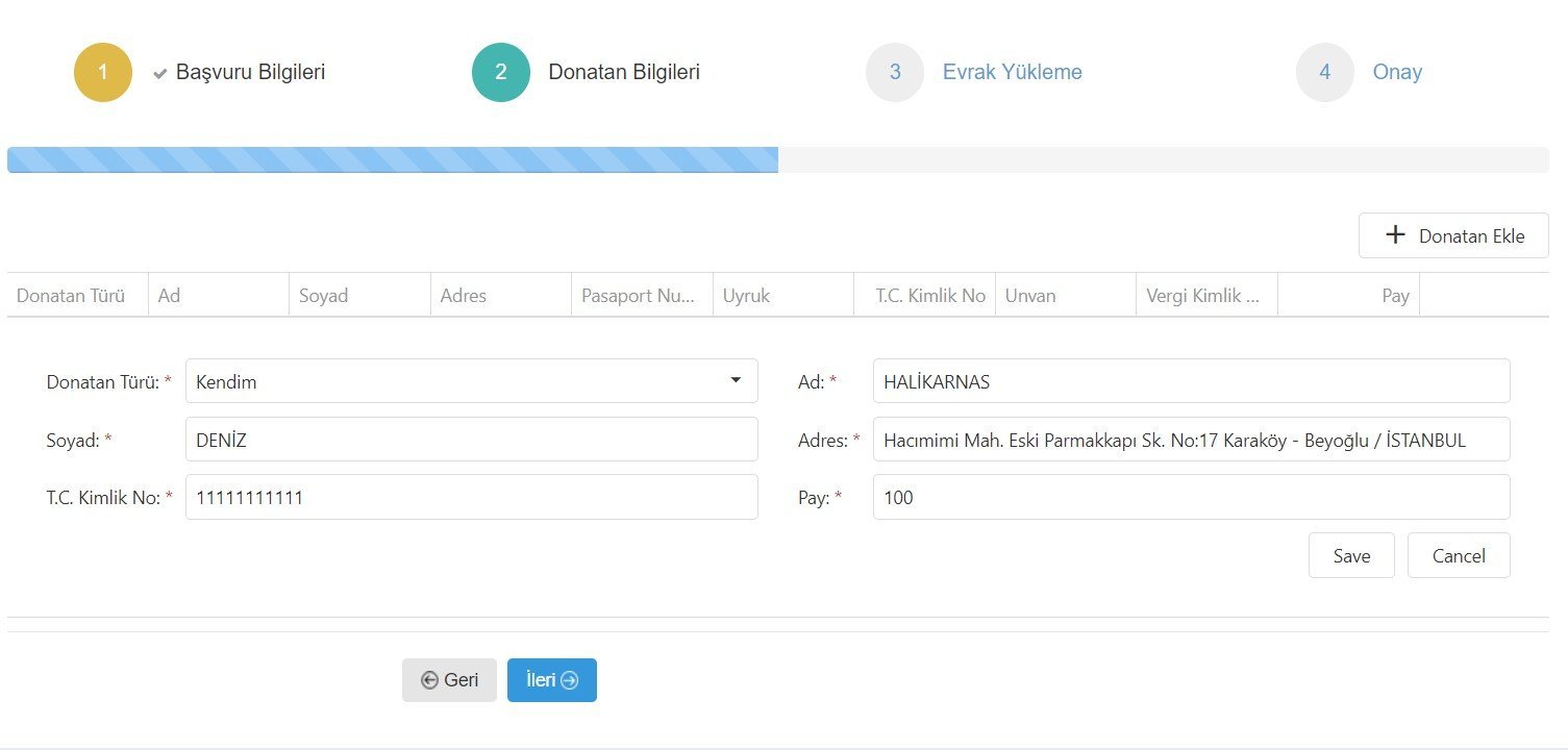 Donatan Ekle Bilgileri